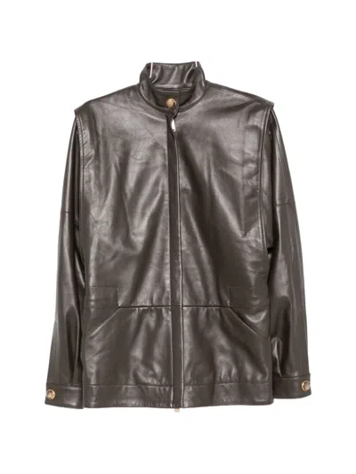 Darkpark Gianna Leather Jacket In Gray