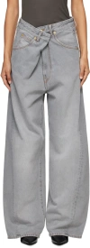 Darkpark Gray Ines Fold Over Jeans In Washed Grey