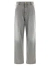 Darkpark Frayed Hem Contrast Detail Trousers In Gray
