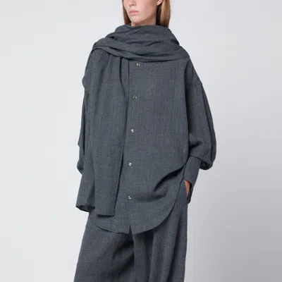 Darkpark Grey Melange Georgia Shirt With Scarf In Gray