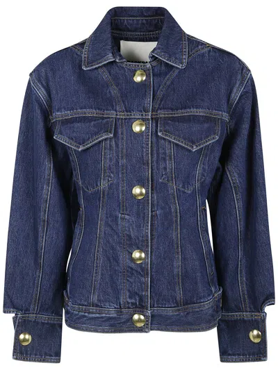 Darkpark Gwen Denim Bustier Jacket In Blue
