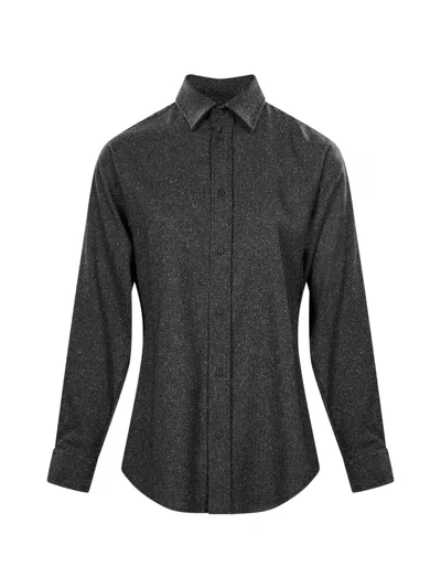 Darkpark Herringbone-pattern Long-sleeve Shirt In Gray