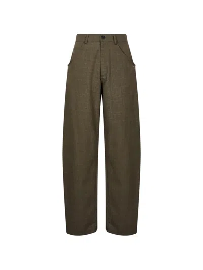 Darkpark High-waisted Barrel-leg Trousers In Black