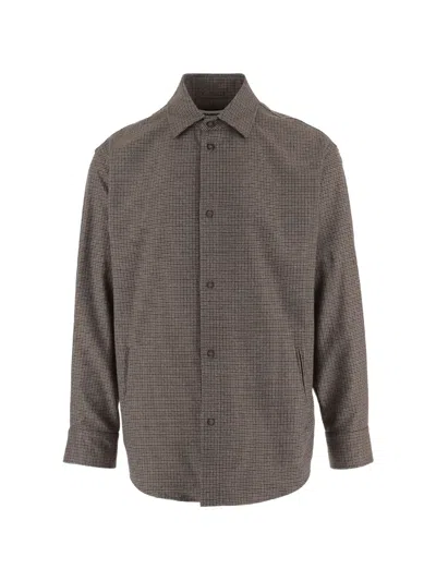 Darkpark Auburn Checkered Casual Shirt With Classic Collar In Brown