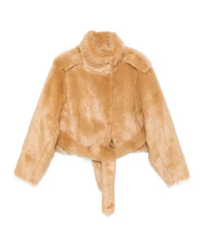 Darkpark Hunter Faux-fur Drawstring Coat In Gold