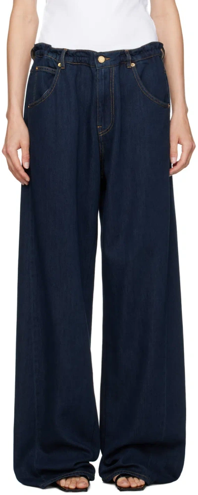 Darkpark Indigo Iris Paper Bag Jeans In Deep Blue