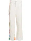 Darkpark Patchwork Splatter Denim Trousers In White
