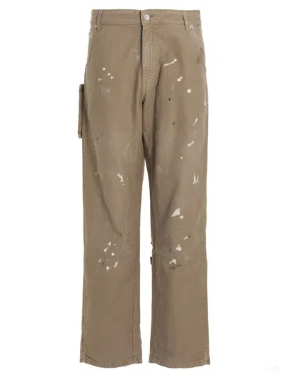 Darkpark Indron Painted Canvas Trousers In Beige