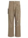 Darkpark Paint Splatter Cargo Pocket Jeans In Beige