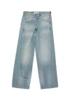 Darkpark Ined Fold Over Denim Pants In Blue