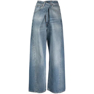Darkpark Ines Asymmetric Wide-leg Jeans In Blue