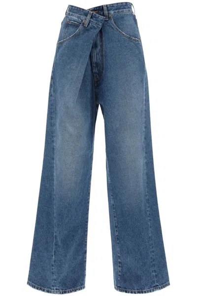 Darkpark 'ines' Baggy Jeans With Folded Waistband In Celeste
