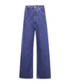 Darkpark Wide Leg Denim Trousers With Belt Loops In Blue