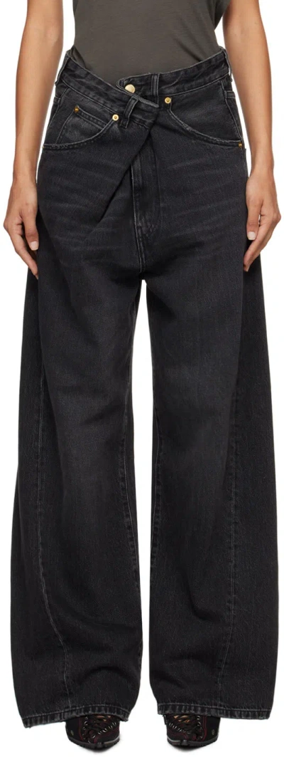 Darkpark Ines Fold Over Jeans In Black