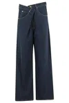 Darkpark Ines Fold Over Tencel Denim Jeans In Blue