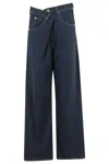 Darkpark Ines Fold Over Tencel Denim Jeans In Animal Print