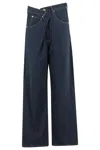 Darkpark Ines Fold Over Tencel Denim Jeans In Blue