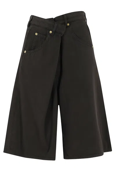 Darkpark Ines Fold Over Tencel Shorts In Black