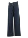 Darkpark Ines Fold Over Tencel Denim Jeans In Blue