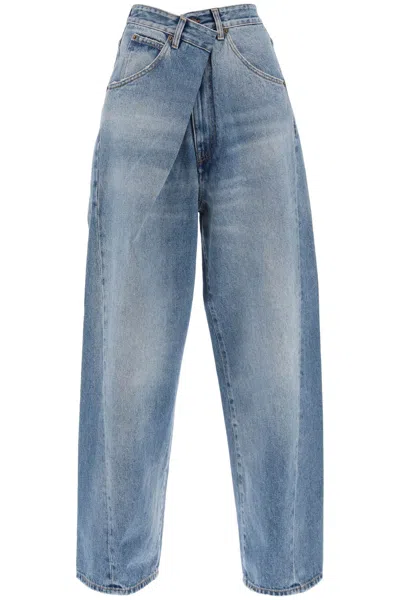 Darkpark Ines Washed-effect Asymmetric Jeans In Blue