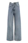Darkpark Wide-leg Jeans With Metal Accents In Blue