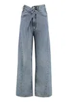 Darkpark Wide-leg Jeans With Metal Accents In Blue