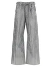 Darkpark Wide Leg Drawstring Waist Jeans With Pockets In Silver