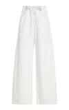 Darkpark Cotton Trousers With Drawstring And Wide Leg In Blue