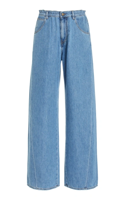 Darkpark Iris Paperbag-waist Rigid Wide-leg Jeans In Light Wash