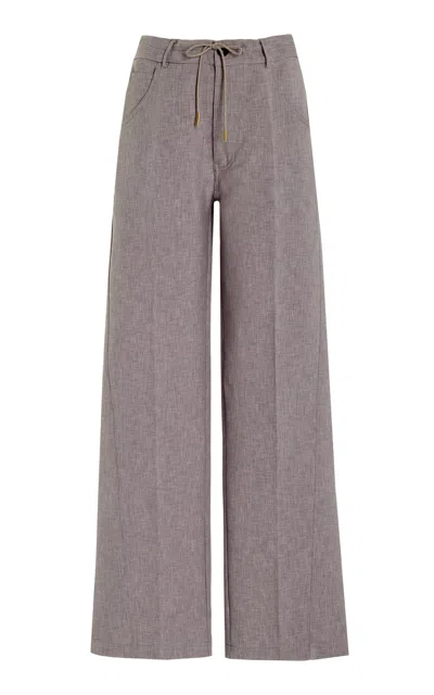 Darkpark Iris Paperbag-waist Wide-leg Pants In Grey