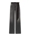 Darkpark Straight Leg Denim Fur Belt In Gray