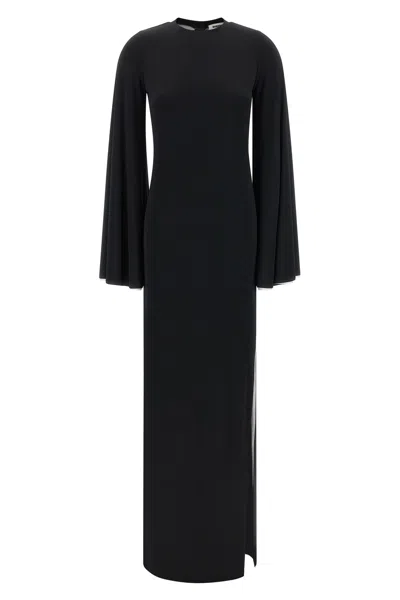 Darkpark Long Sleeve Floor Length Round Neck Dress In Black