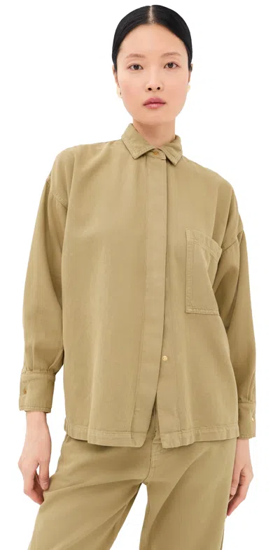 Darkpark Jenny Tencel Denim Boxy Shirt Sand In Neutral