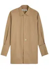 Darkpark Womens Camel Jodie Notch-lapel Cotton-blend Shirt In Camel