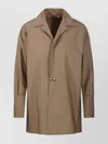 Darkpark Womens Camel Jodie Notch-lapel Cotton-blend Shirt