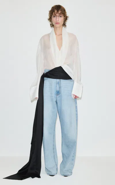 Darkpark Jules Cotton-blend Wide-leg Pants In Blue