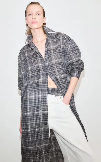 Darkpark Kai Plaid Twill Jacket In Gray