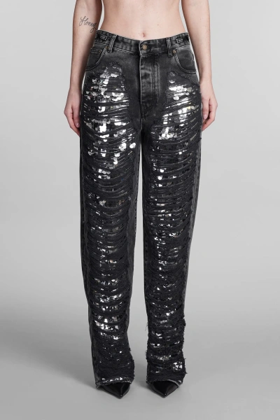 Darkpark Karen Distressed Tapered Jeans In Grey