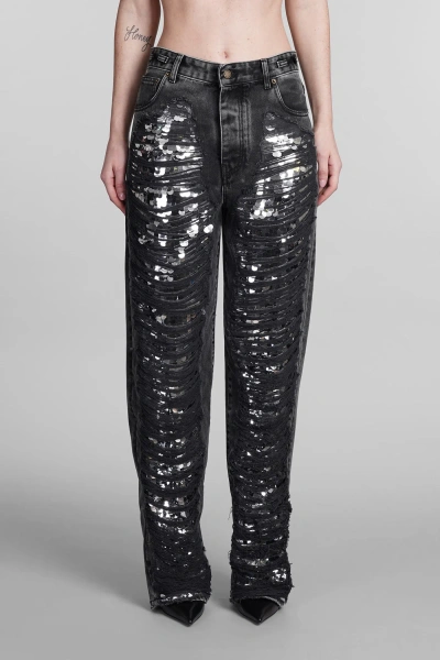 Darkpark Karen Distressed Tapered Jeans In Black