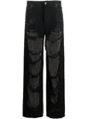 Darkpark Crystal-stitched Holey Wide-leg Pants