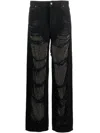 Darkpark Crystal-stitched Holey Wide-leg Pants