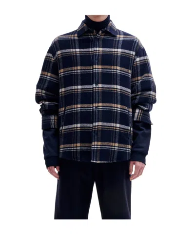 Darkpark Keanu - Cashmere Wool Check Shirt In Blue
