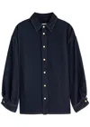 Darkpark Keanu Ruched Denim Shirt In Dark Blue