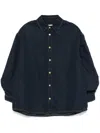 Darkpark Keanu Ruched Denim Shirt In Blue
