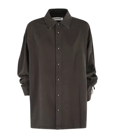 Darkpark Keanu Tencel Denim Rouche Shirt In Gray
