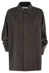 Darkpark Keanu Tencel Denim Rouche Shirt In Brown