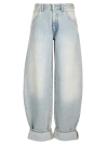 Darkpark Khris Rigid Natural-rise Cuffed Barrel-leg Jeans In Light Blue