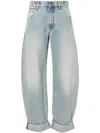 Darkpark Khris Rigid Natural-rise Cuffed Barrel-leg Jeans In 蓝色