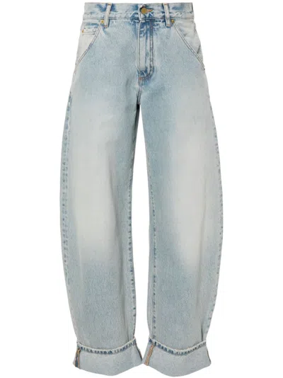 Darkpark Khris Rigid Natural-rise Cuffed Barrel-leg Jeans In Blue
