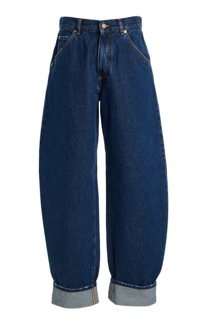Darkpark Khris Rigid Mid-rise Barrel-leg Jeans In Dark Wash